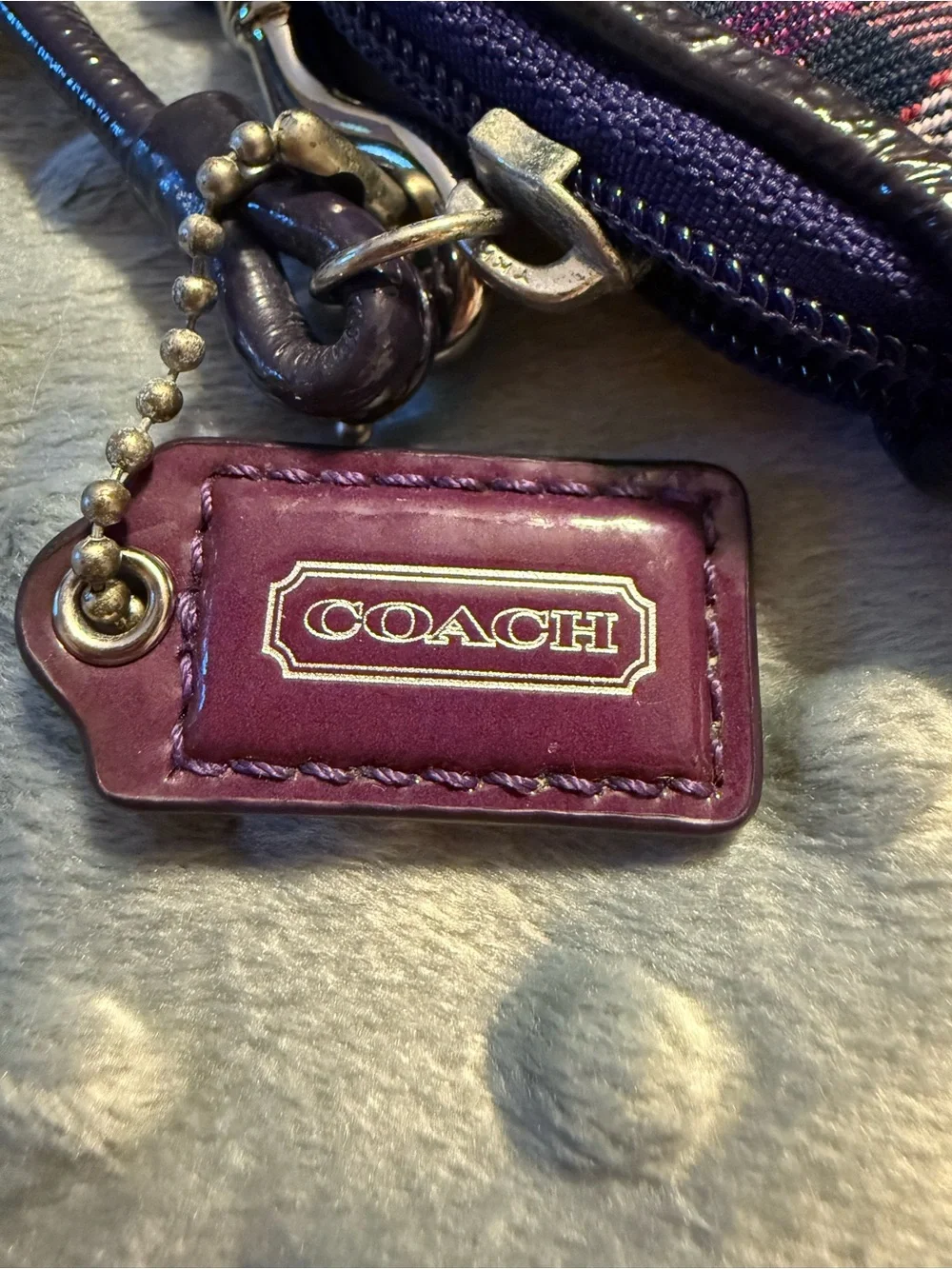 Coach Purple Plaid Poppy Wristlet iPod/Phone Case with Strap